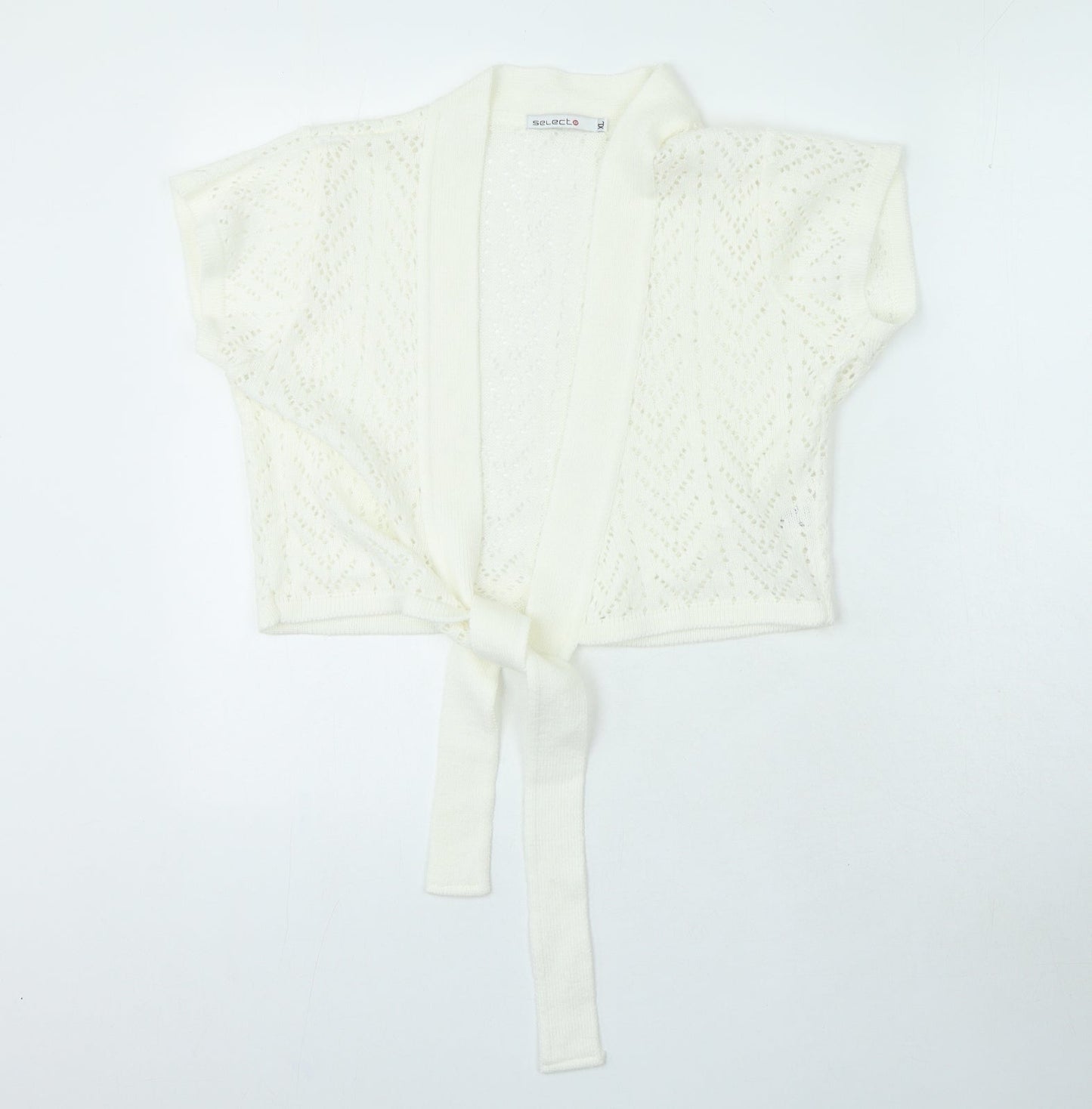 Select Womens White V-Neck Acrylic Cardigan Jumper Size XL