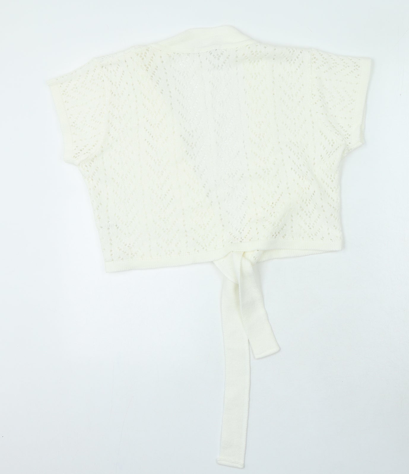 Select Womens White V-Neck Acrylic Cardigan Jumper Size XL