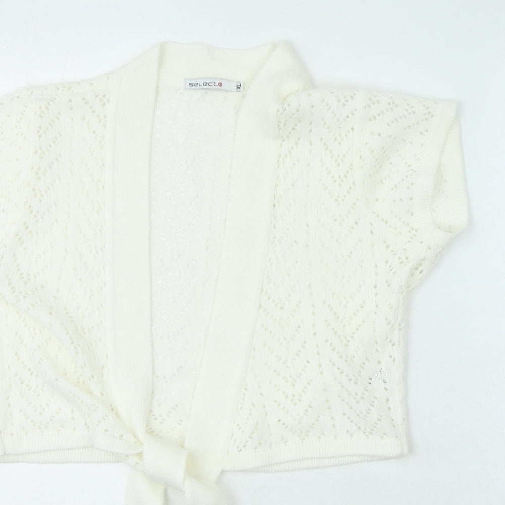 Select Womens White V-Neck Acrylic Cardigan Jumper Size XL