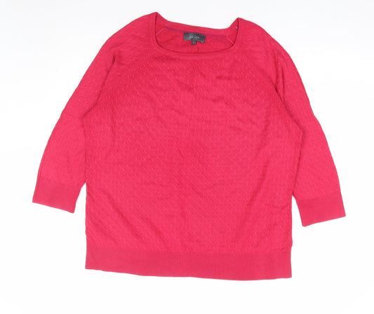Per Una Womens Pink Square Neck Acrylic Pullover Jumper Size 14