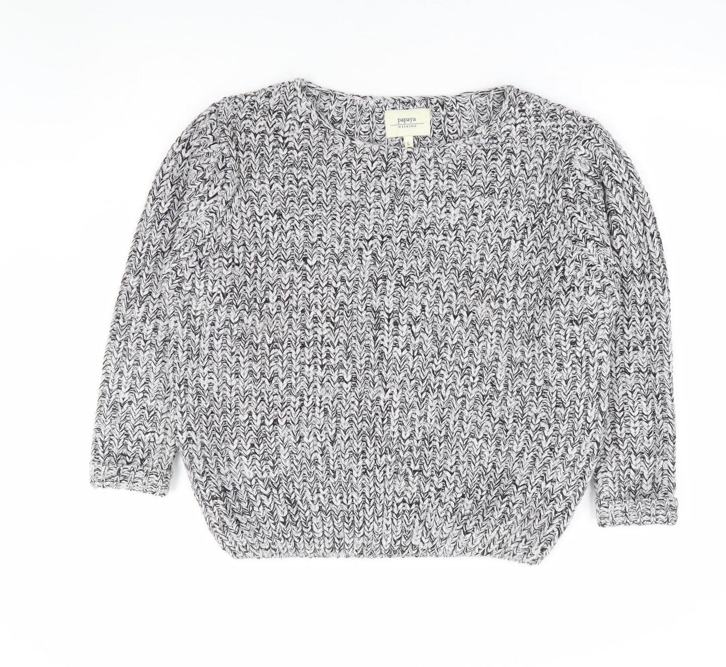 Papaya Womens Black Round Neck Acrylic Pullover Jumper Size L