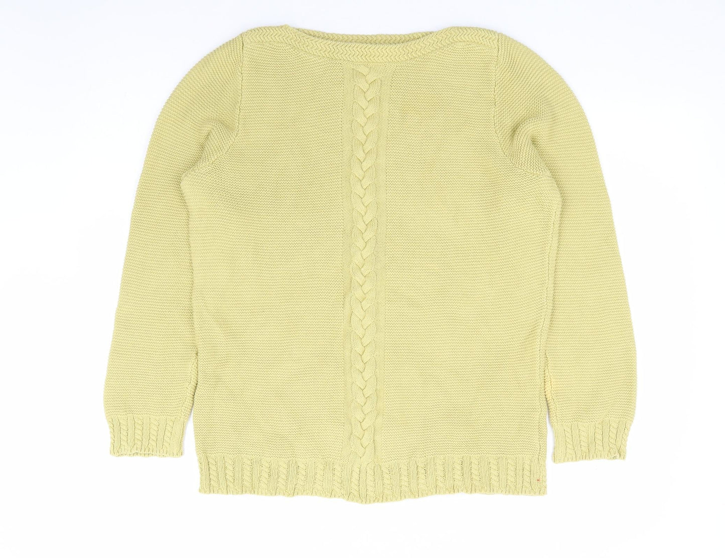 Bonmarché Womens Yellow Boat Neck 100% Cotton Pullover Jumper Size 12