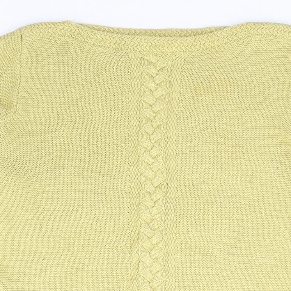Bonmarché Womens Yellow Boat Neck 100% Cotton Pullover Jumper Size 12