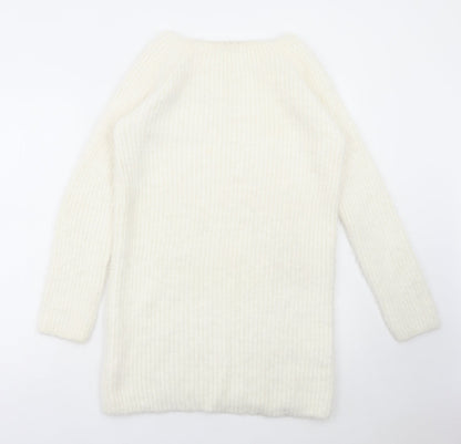 Select Womens White Boat Neck Acrylic Pullover Jumper Size 14