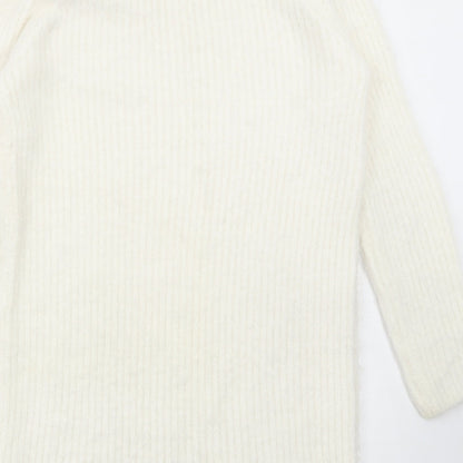 Select Womens White Boat Neck Acrylic Pullover Jumper Size 14