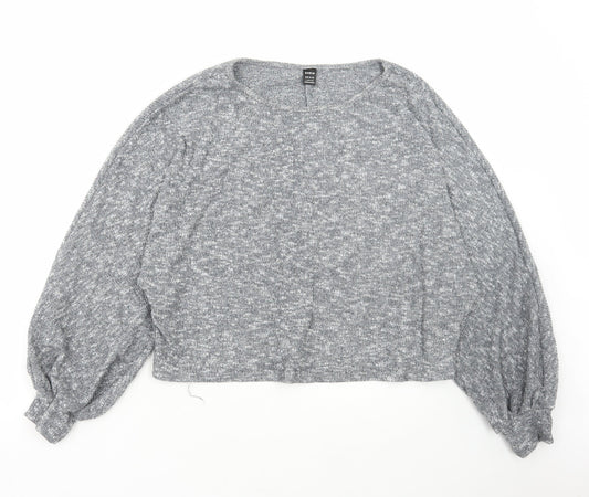 SheIn Womens Grey Scoop Neck Polyester Pullover Jumper Size L
