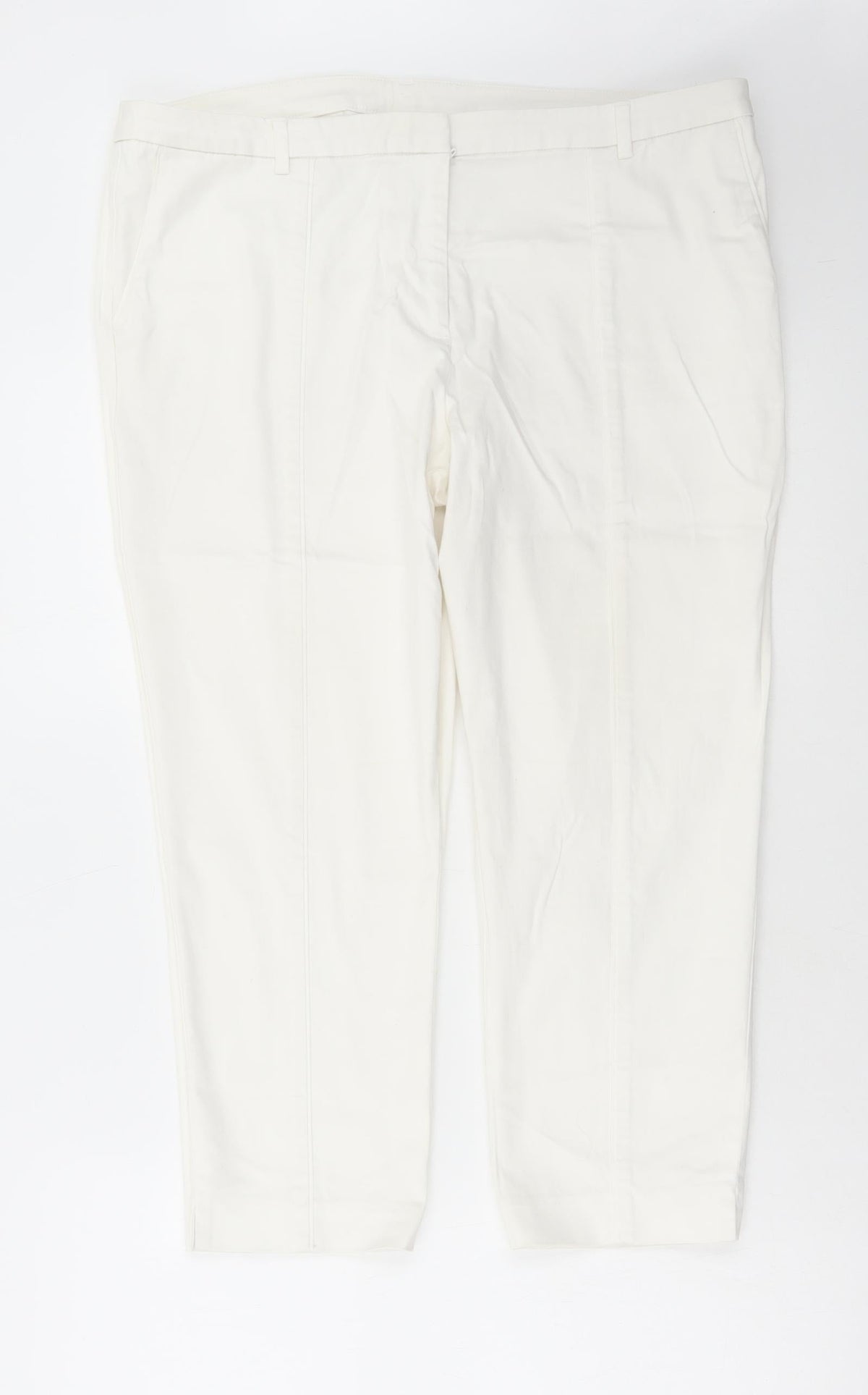Preworn Womens White Polyester Trousers Size 38 in L27 in Regular Zip