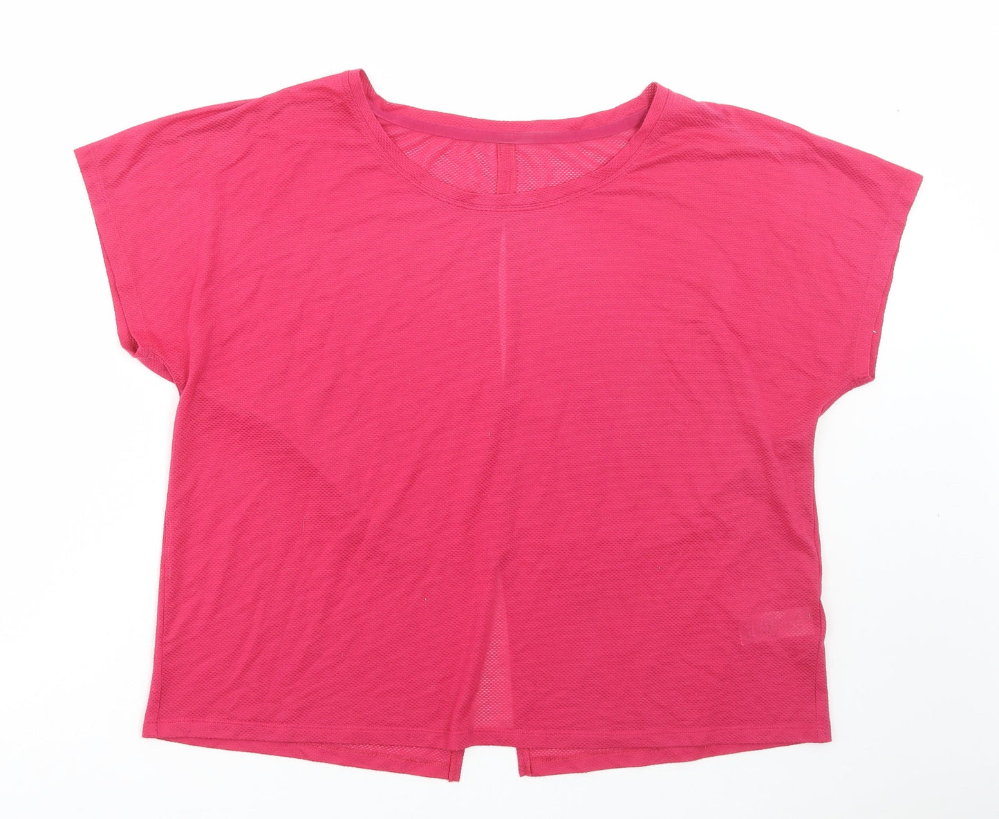 Marks and Spencer Womens Pink Polyester Basic T-Shirt Size 14 Round Neck