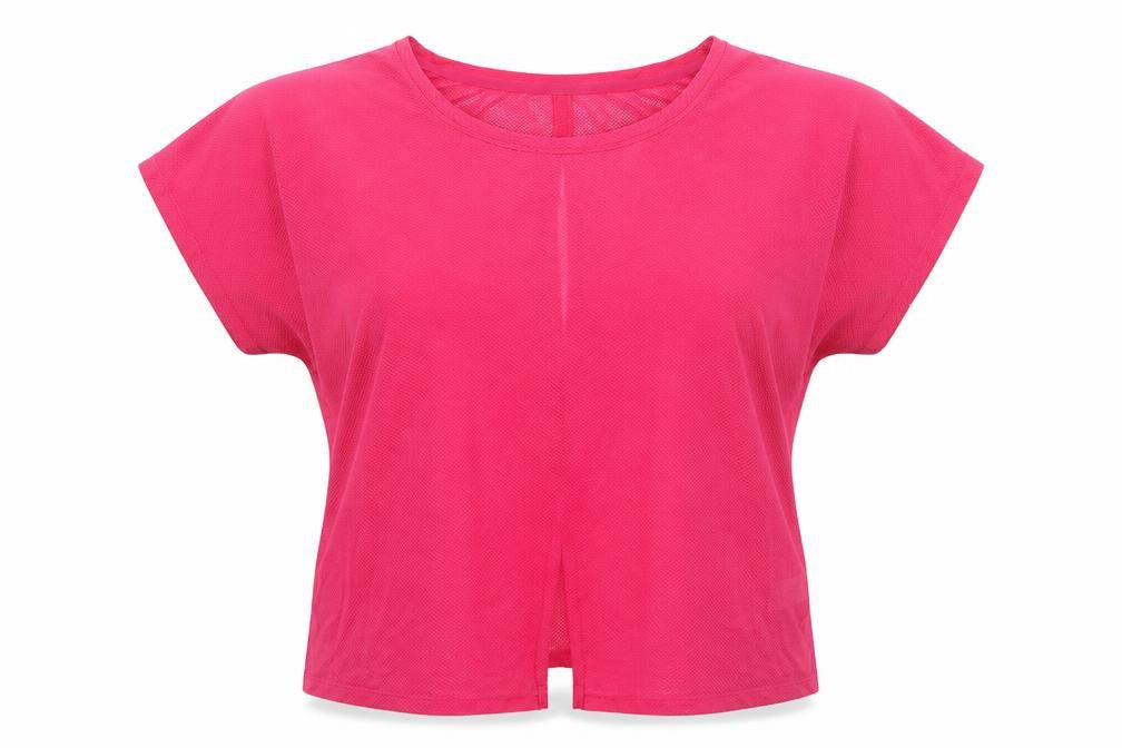 Marks & Spencer Womens Pink Polyester Basic T-Shirt Size 14 Round Neck