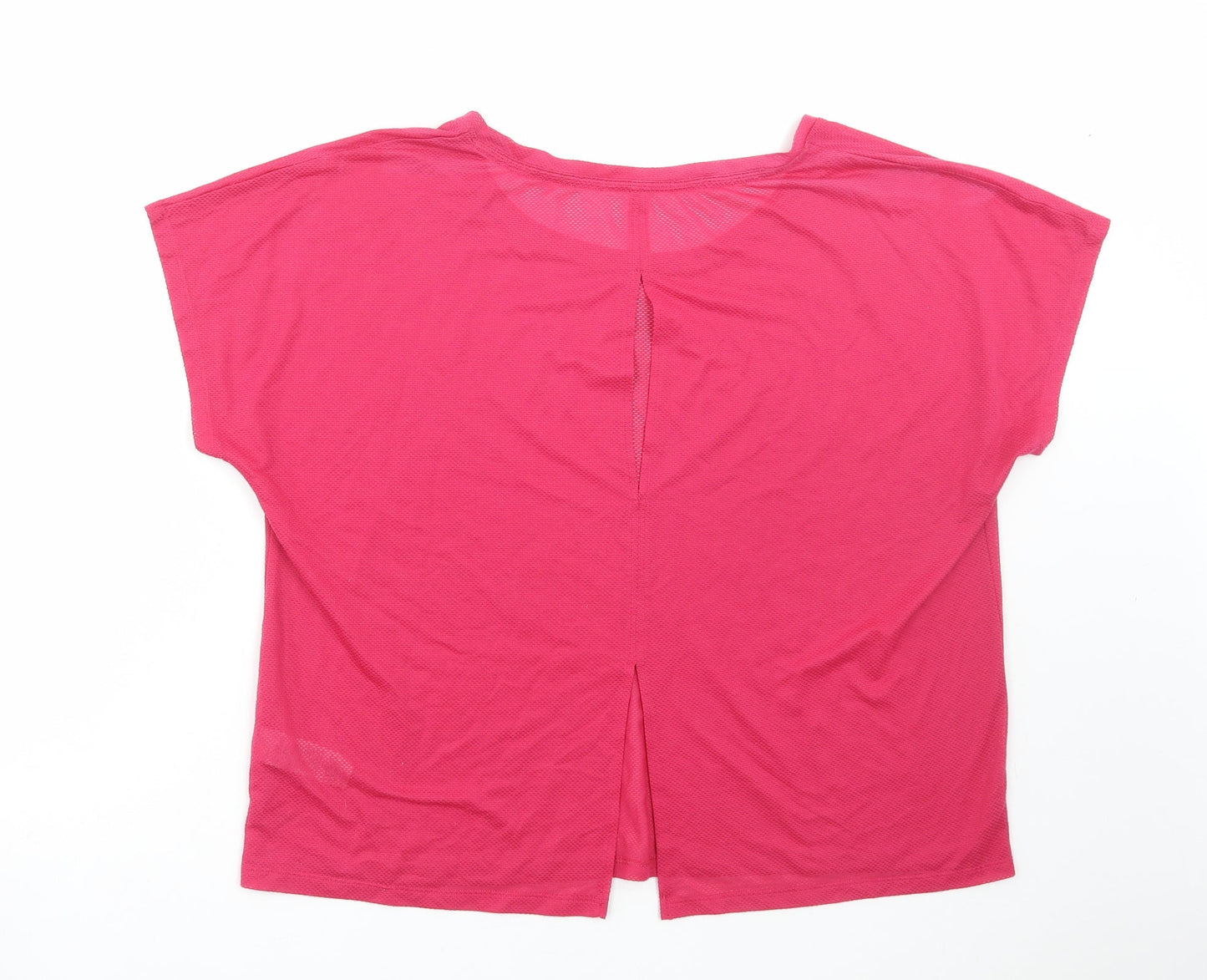 Marks and Spencer Womens Pink Polyester Basic T-Shirt Size 14 Round Neck