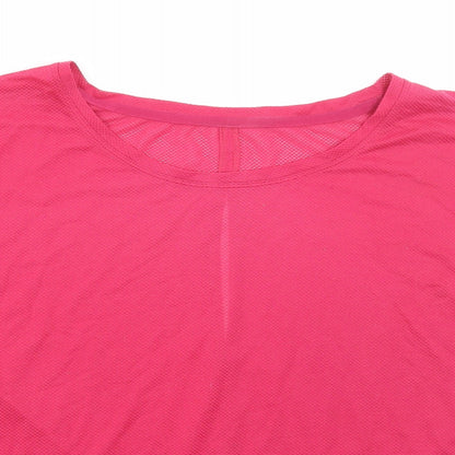 Marks & Spencer Womens Pink Polyester Basic T-Shirt Size 14 Round Neck