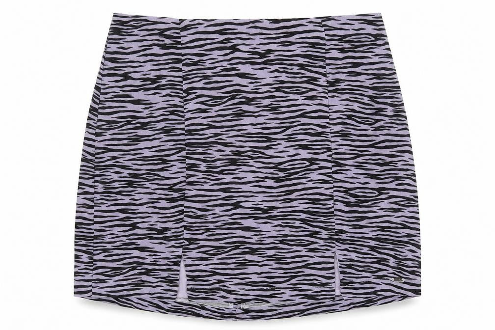 Pull Womens Purple Animal Print Viscose Mini Skirt Size M Zip