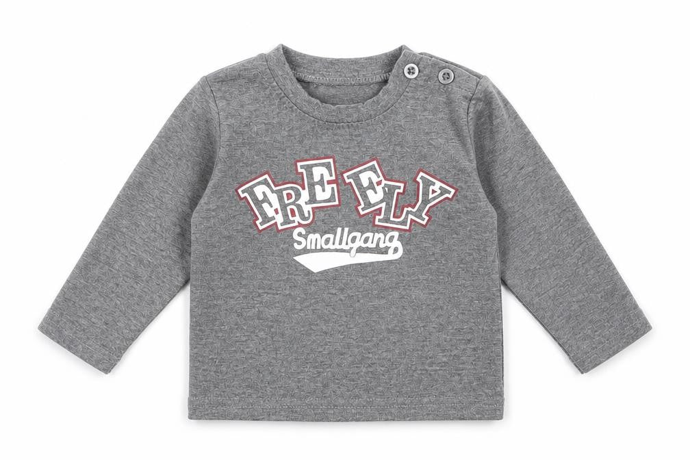 Preworn Boys Grey Cotton Basic T-Shirt Size 12 Months Round Neck Button - Small gang