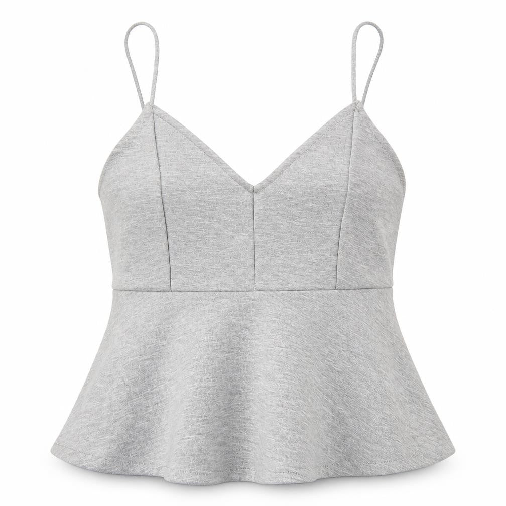River Island Womens Grey Polyester Cropped T-Shirt Size 12 V-Neck