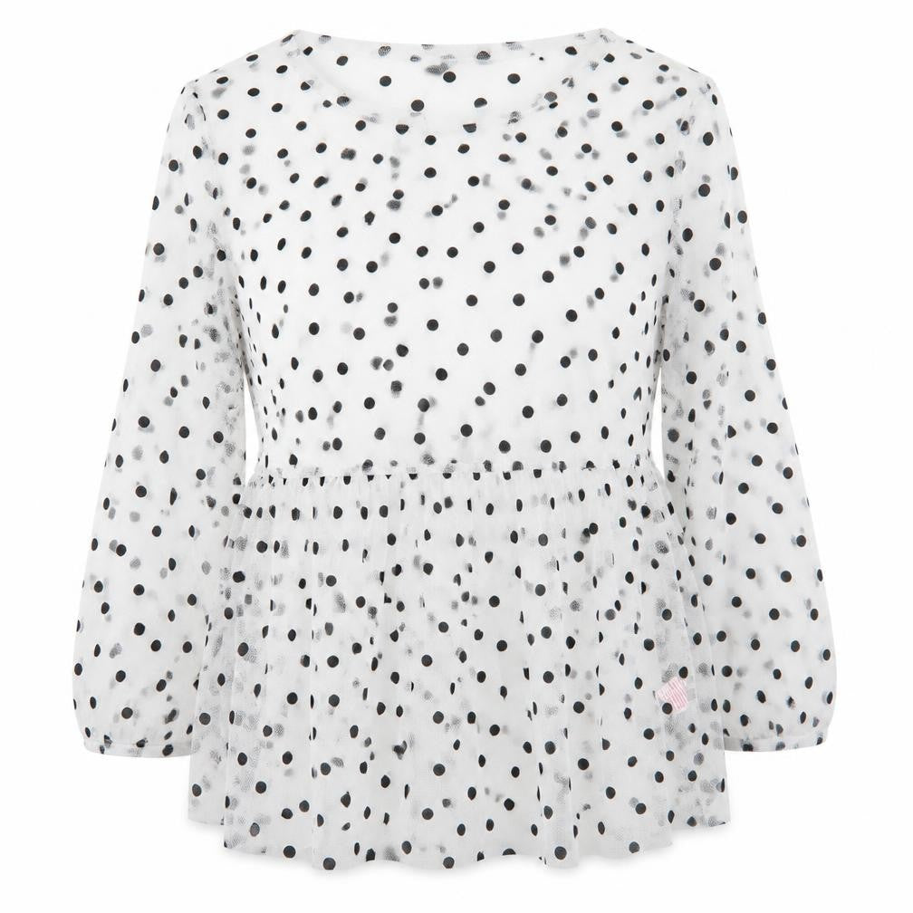 Primark Womens White Polka Dot Polyester Basic Blouse Size M Round Neck