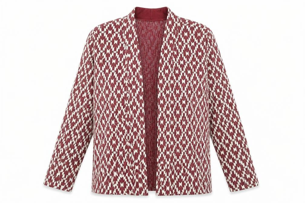 H&M Womens Red V-Neck Argyle/Diamond Polyester Cardigan Jumper Size M
