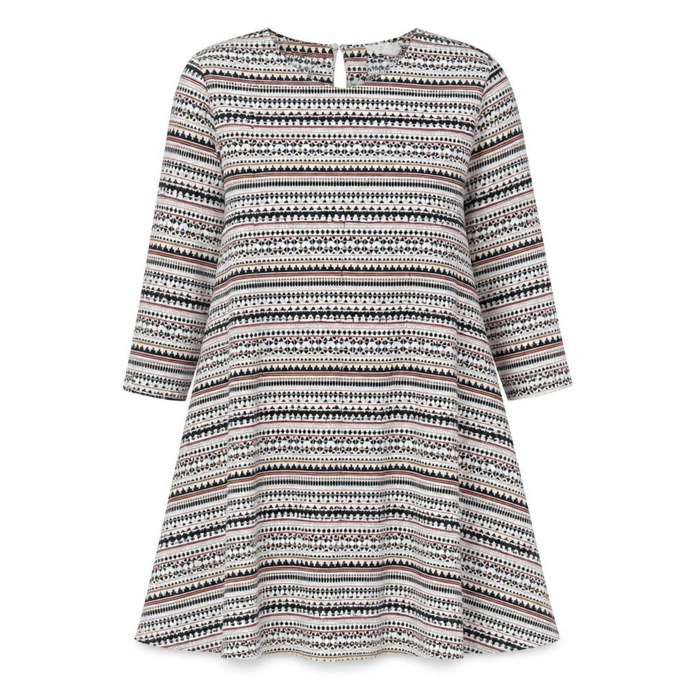 H&M Womens Multicoloured Geometric Viscose A-Line Size 10 Round Neck Button
