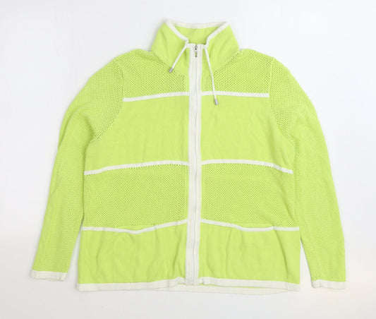 Chicos Womens Green High Neck 100% Cotton Full Zip Jumper Size M