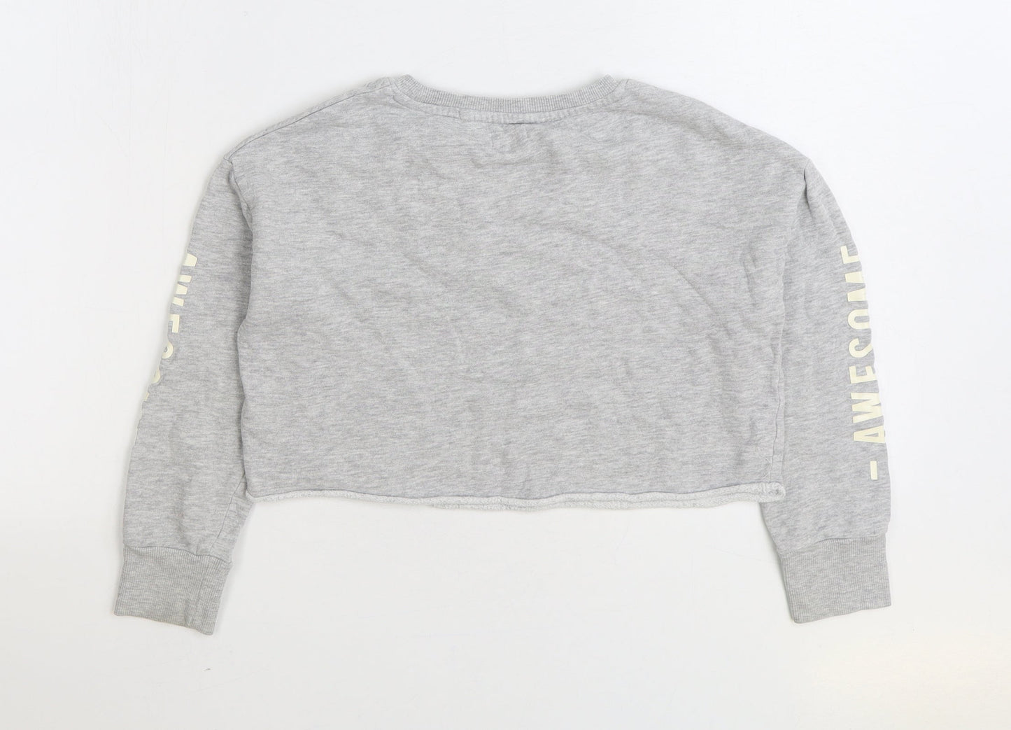 NEXT Girls Grey Cotton Pullover Sweatshirt Size 8 Years Pullover - Unicorn Cropped