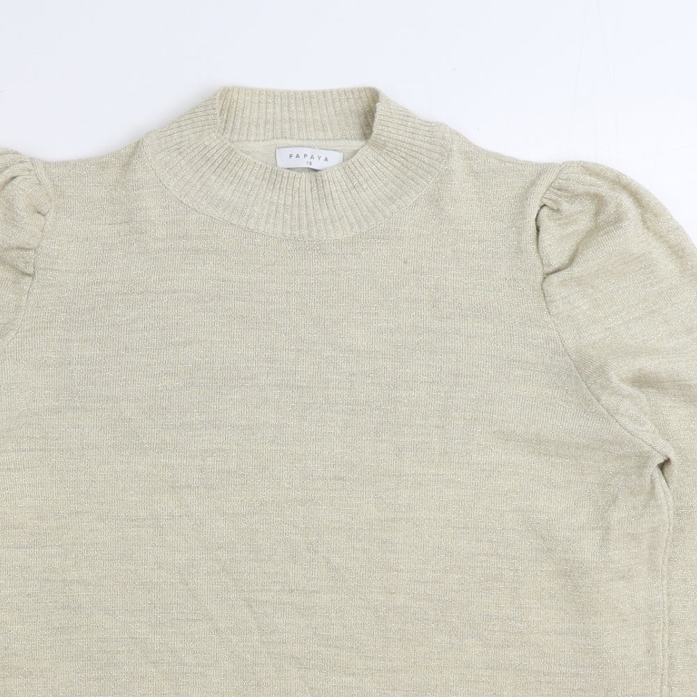 Matalan Womens Beige Round Neck Acrylic Pullover Jumper Size 18