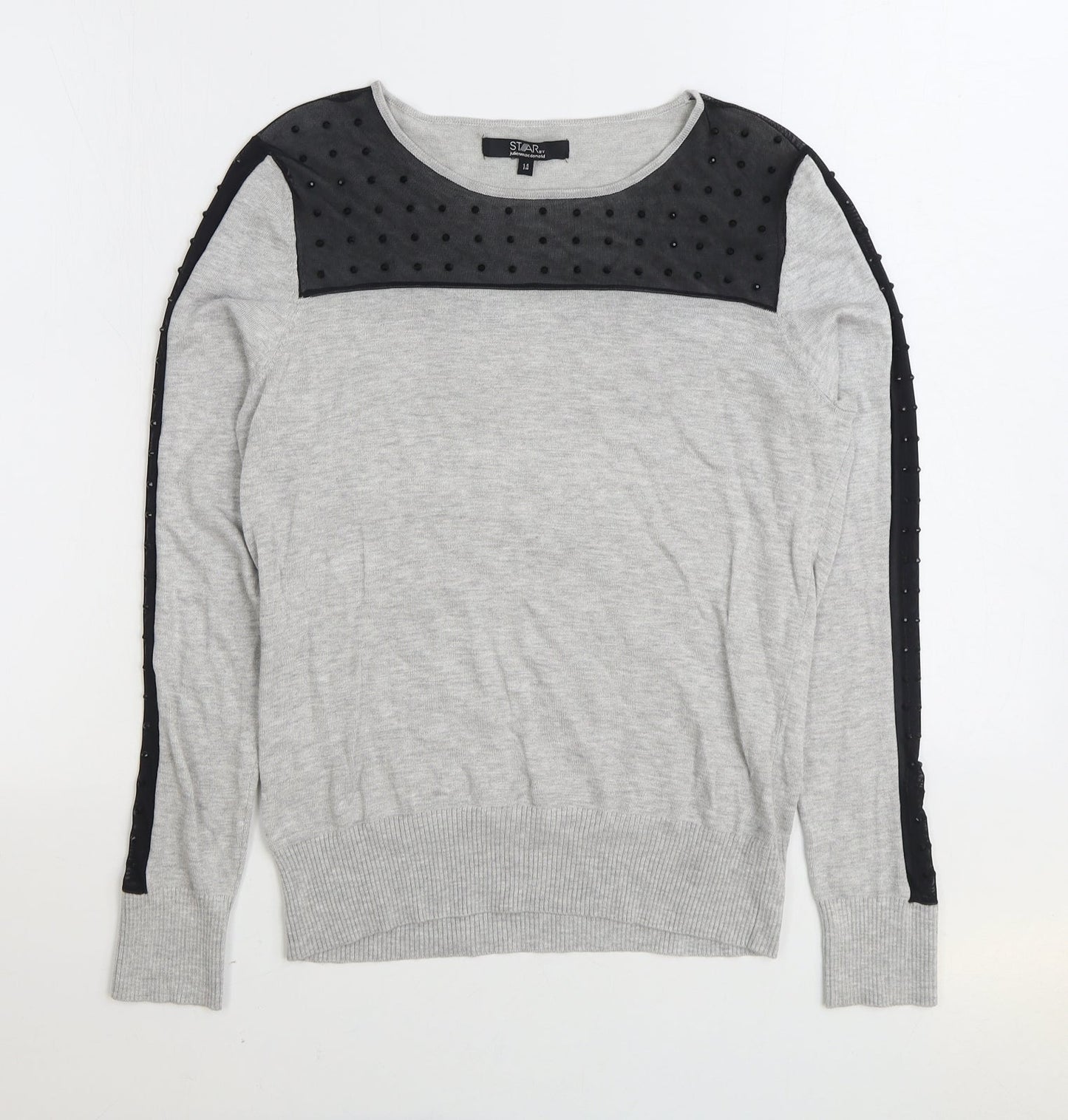 Debenhams Womens Grey Boat Neck Viscose Pullover Jumper Size 14
