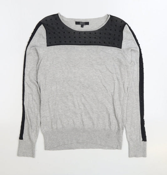 Debenhams Womens Grey Boat Neck Viscose Pullover Jumper Size 14