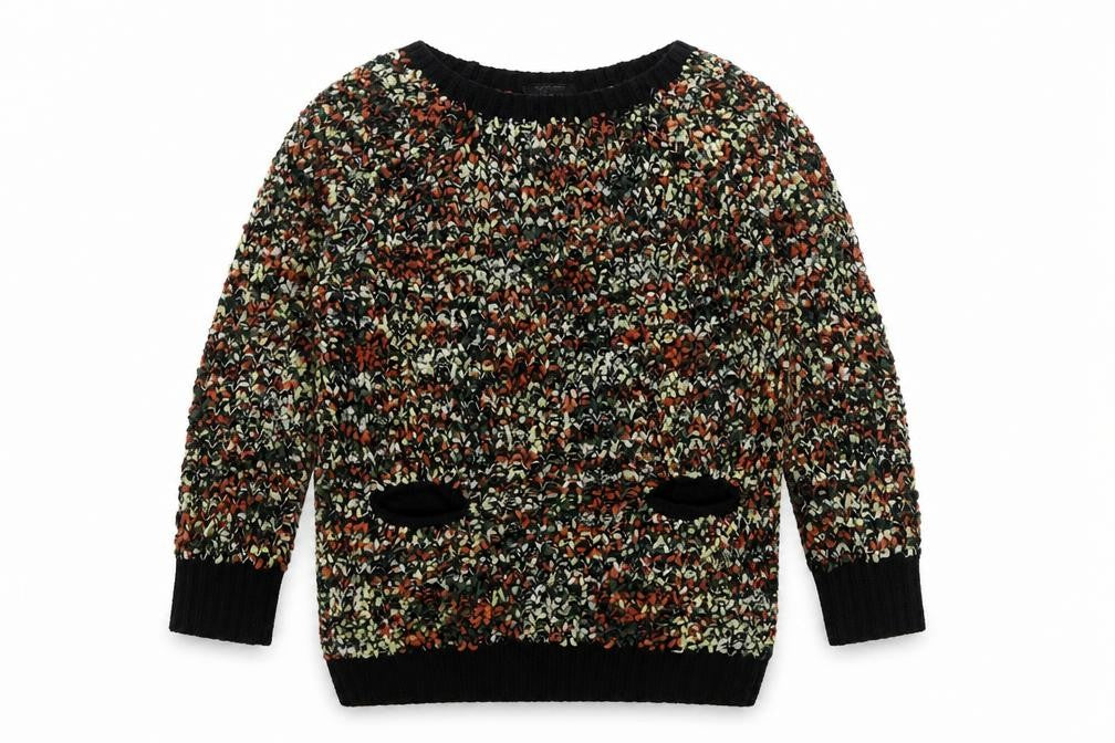 La Femme Womens Multicoloured Boat Neck Geometric Polyester Pullover Jumper Size M