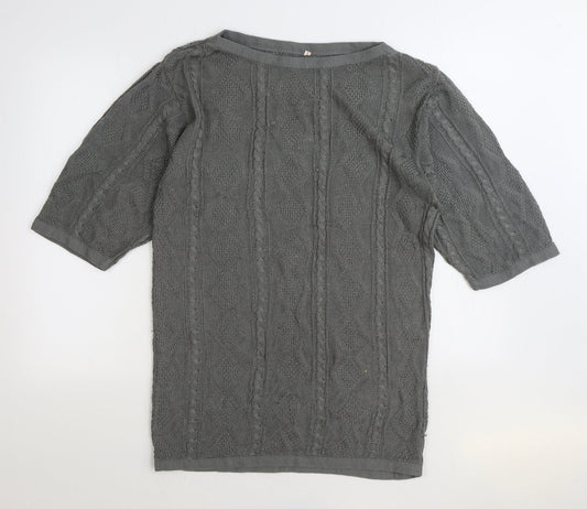 Preworn Womens Grey Boat Neck Acrylic Pullover Jumper One Size