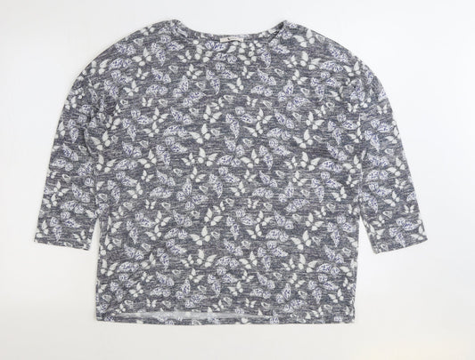 TU Womens Blue Geometric Polyester Pullover Sweatshirt Size 14 Pullover - Butterfly
