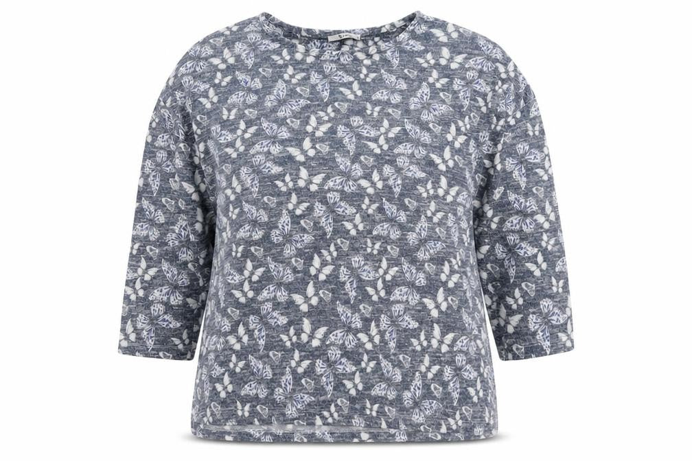 TU Womens Blue Geometric Polyester Pullover Sweatshirt Size 14 Pullover - Butterfly