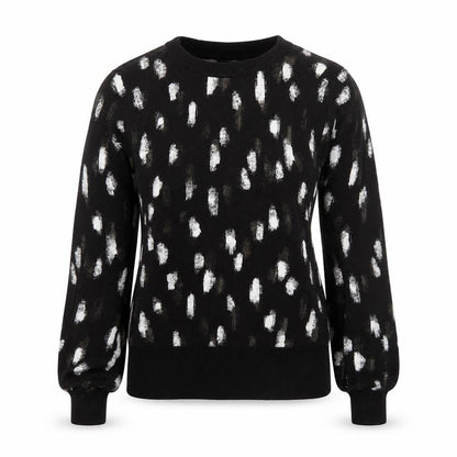 Next Womens Black Round Neck Geometric Viscose Pullover Jumper Size 6