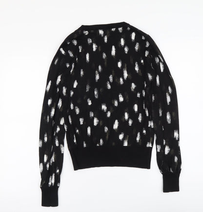 Next Womens Black Round Neck Geometric Viscose Pullover Jumper Size 6