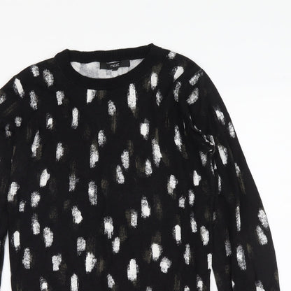 Next Womens Black Round Neck Geometric Viscose Pullover Jumper Size 6