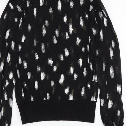 Next Womens Black Round Neck Geometric Viscose Pullover Jumper Size 6