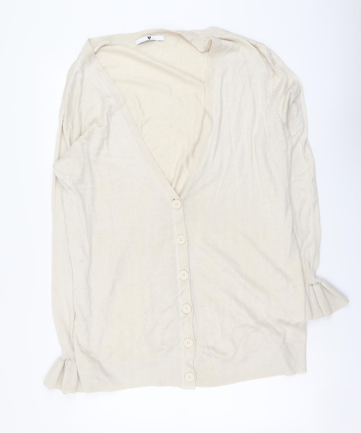 By Very Womens Beige V-Neck Acrylic Cardigan Jumper Size L