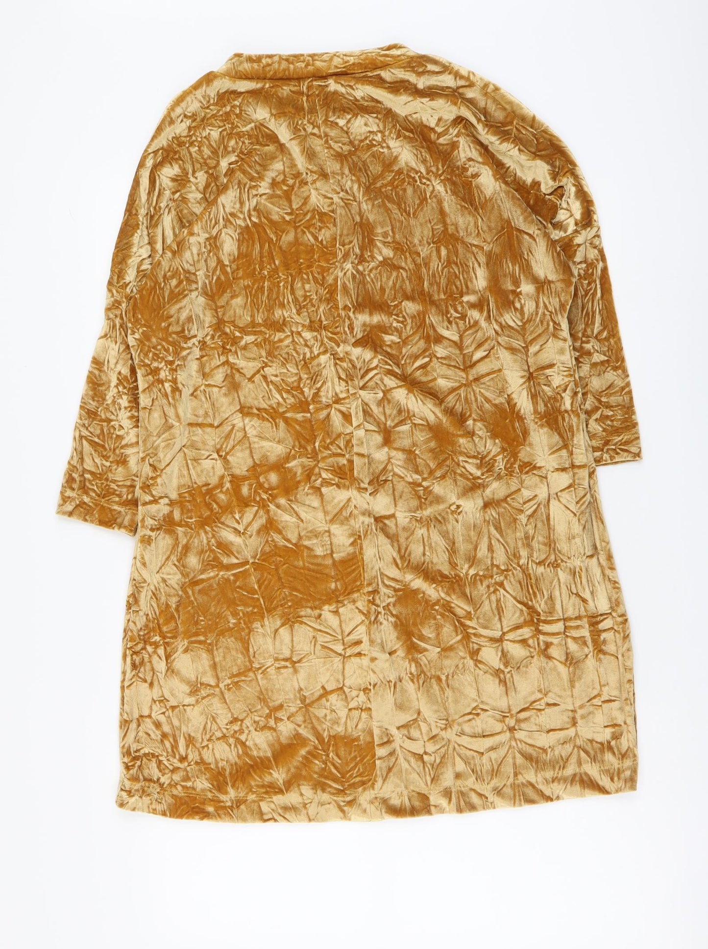 Zara Womens Gold Polyester Tunic Blouse Size S Round Neck