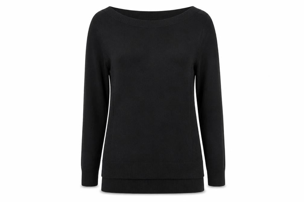 F&F Womens Black Boat Neck Acrylic Pullover Jumper Size 6