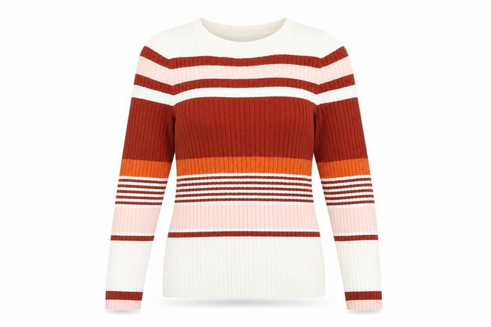 Miss Selfridge Womens Multicoloured Round Neck Striped Acrylic Pullover Jumper Size 12