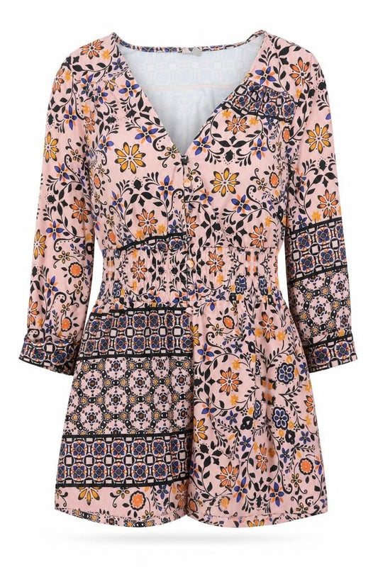 ASOS Womens Multicoloured Geometric Polyester Playsuit One-Piece Size 8 Button