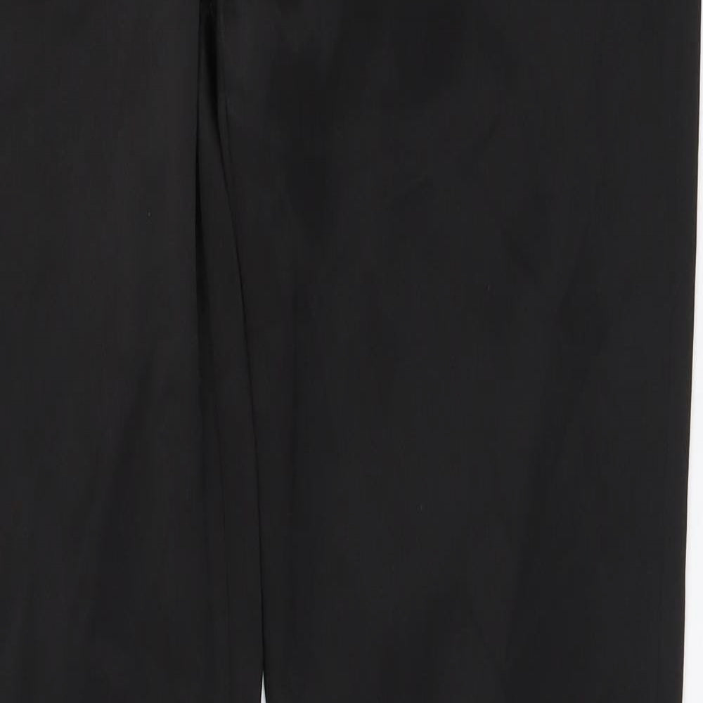 OKAY Womens Black Polyester Trousers Size 42 L31 in Regular Button