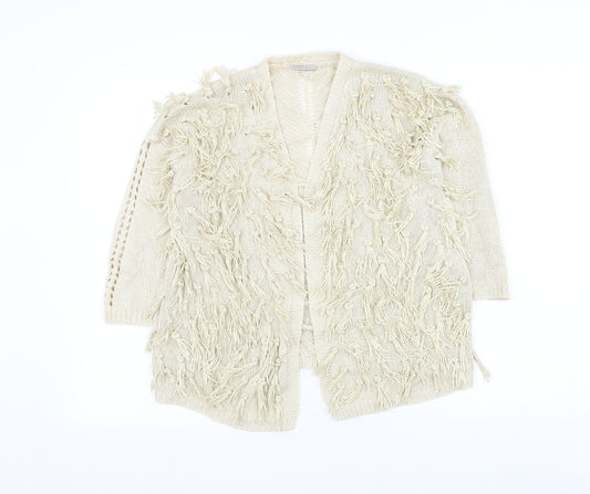 Matalan Girls Ivory V-Neck Acrylic Cardigan Jumper Size 12 Years