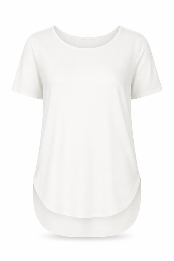 Parisian Collection Womens White Polyester Basic Blouse Size 8 Round Neck