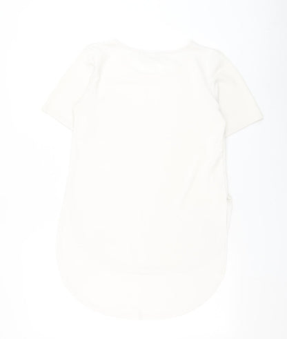 Parisian Collection Womens White Polyester Basic Blouse Size 8 Round Neck