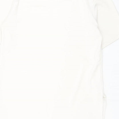 Parisian Collection Womens White Polyester Basic Blouse Size 8 Round Neck