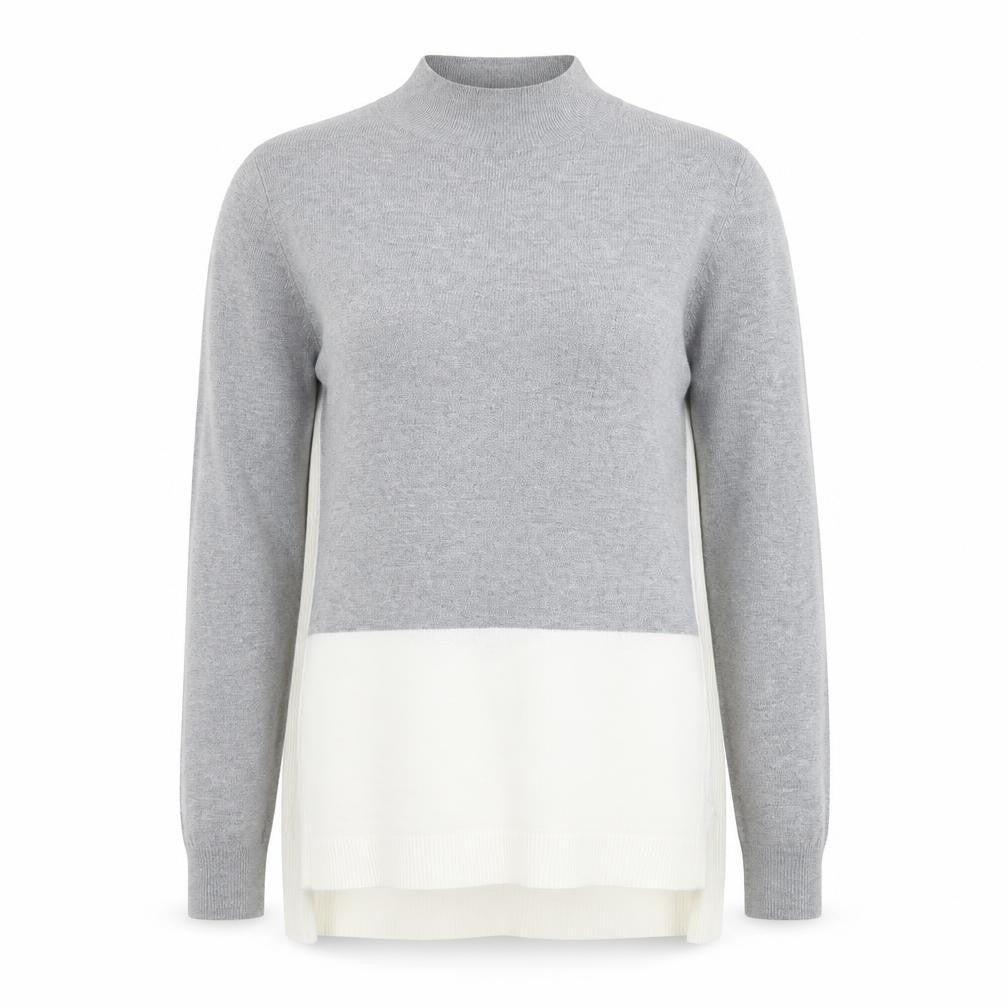 Papaya Womens Grey Mock Neck Viscose Pullover Jumper Size 16
