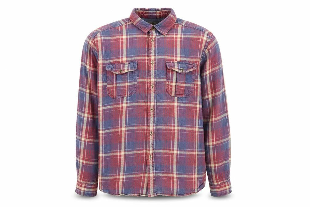 Marks & Spencer Mens Red Plaid Cotton Button-Up Size M Collared Button