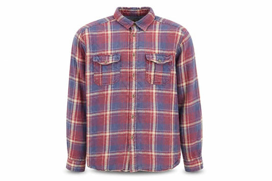 Marks & Spencer Mens Red Plaid Cotton Button-Up Size M Collared Button