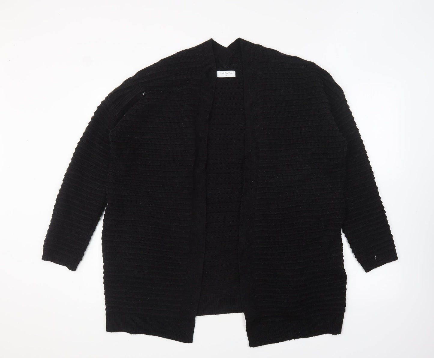 Papaya Womens Black V-Neck Cotton Cardigan Jumper Size M