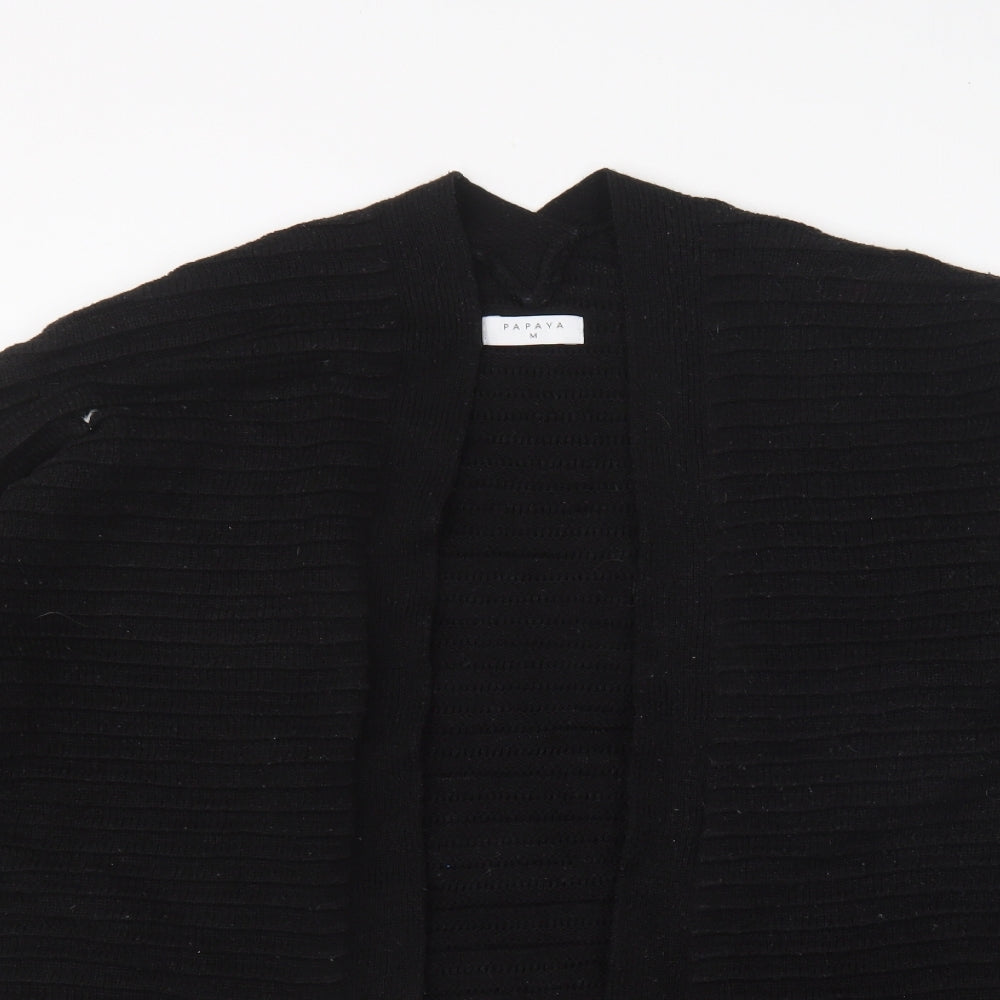 Papaya Womens Black V-Neck Cotton Cardigan Jumper Size M