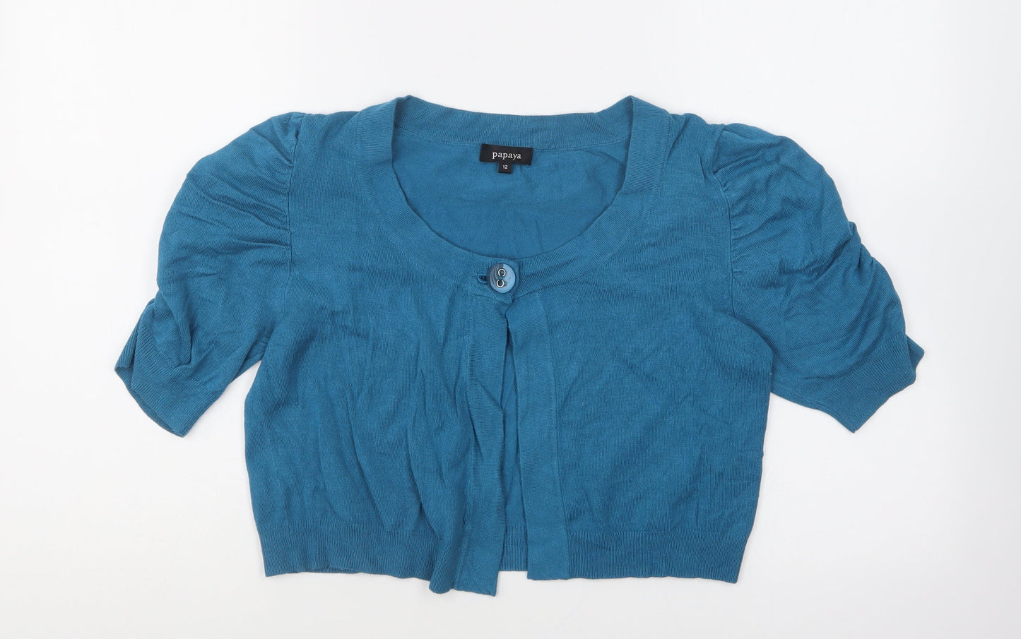 Papaya Womens Blue Round Neck Viscose Cardigan Jumper Size 12